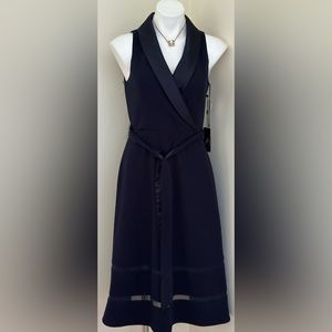 Adrianna Papell  Blue NWT Sleeveless Collard V Neck Fit & Flare Dress Sz 2.